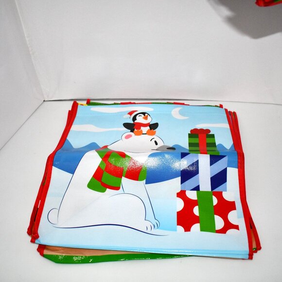 JOYIN 12 PCS 13.75 x 14 Christmas Large Tote Bags, Holiday Reusable Grocery Bags - Picture 4 of 5